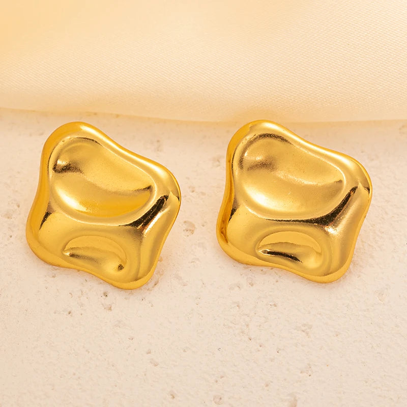 Geometric Pleated Stud Earring Set