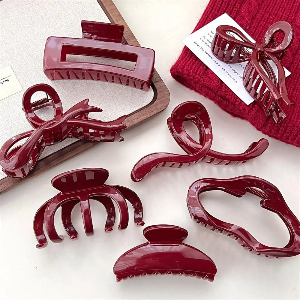 Beautiful Burgundy Wine Red Claw Hair Clip