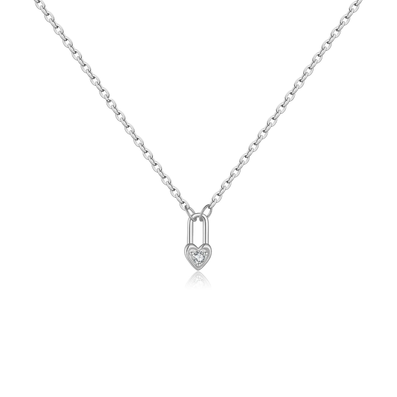 Chic Heart Padlock Necklace with Key