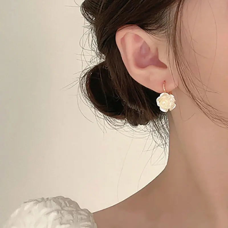Enamel Multi-Layered Flower Earrings