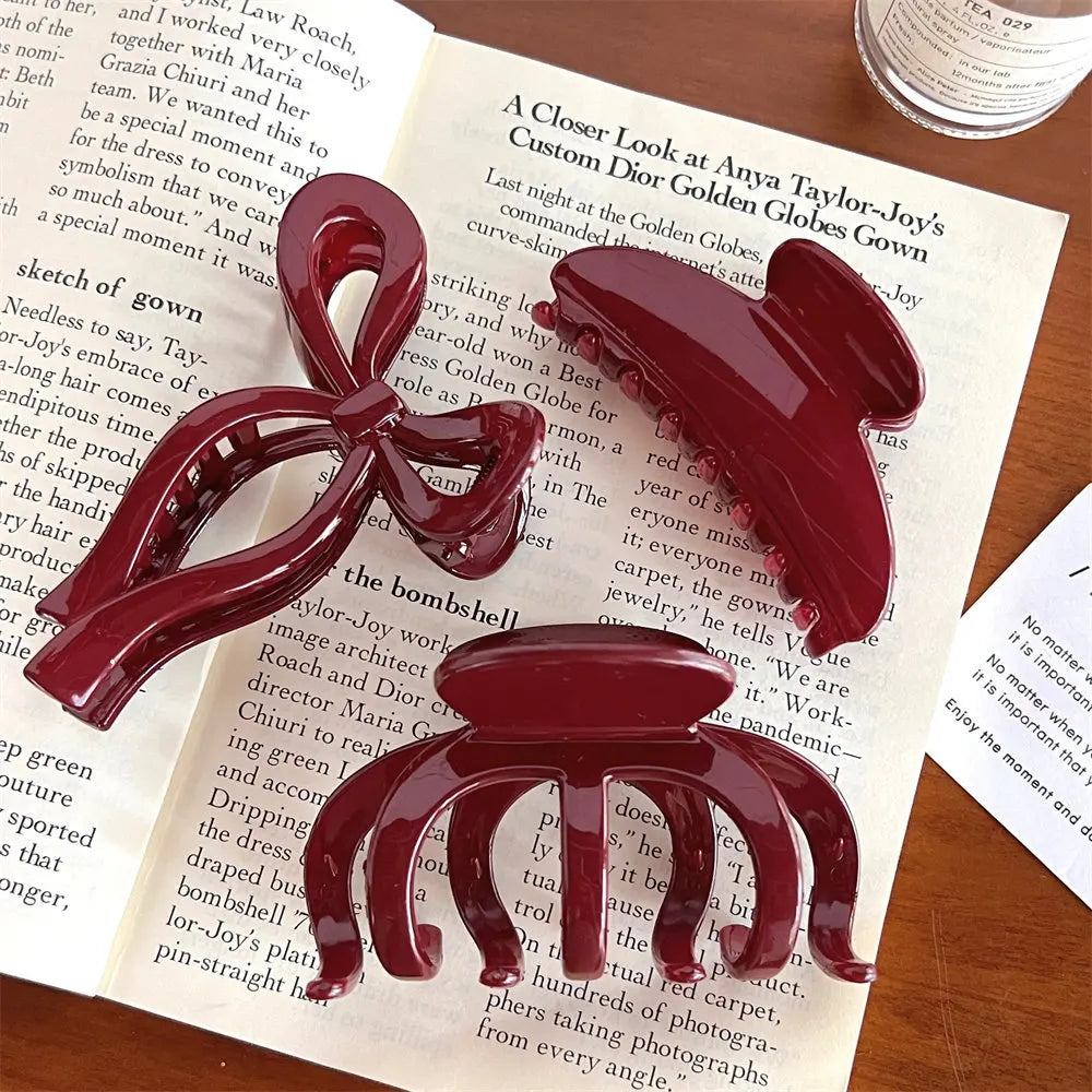 Beautiful Burgundy Wine Red Claw Hair Clip