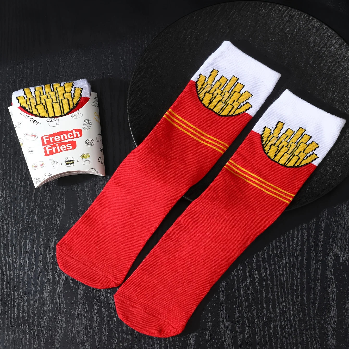Fun French Fries Pattern Crew Socks – Perfect Gift for Any Occasion