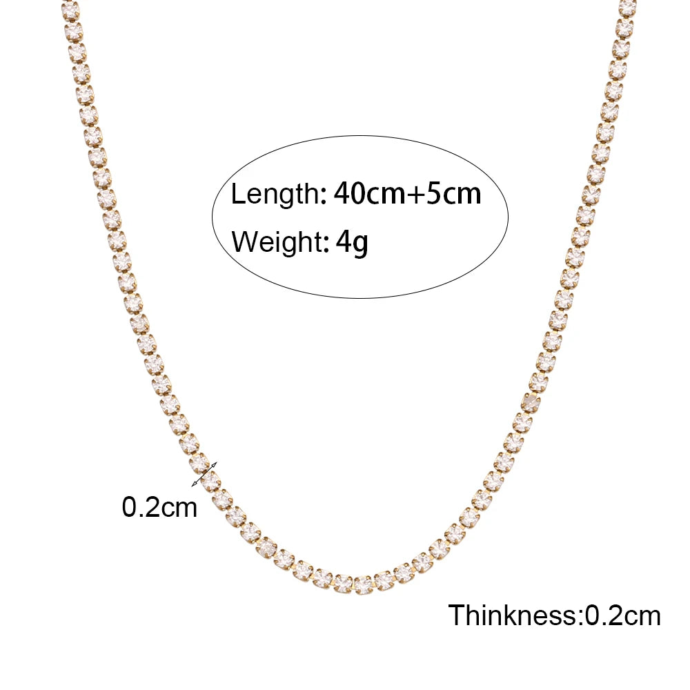 Minimalist Zircon Chain Necklace and Bracelet Set