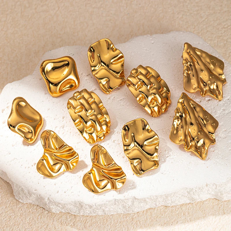Geometric Pleated Stud Earring Set
