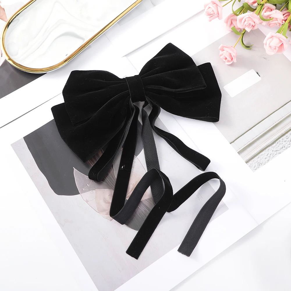 Elegant Velvet Ribbon Bow Hair Clip