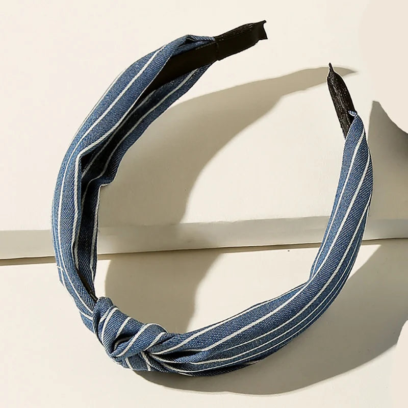 Knotted Denim Print Headband for Women and Girls