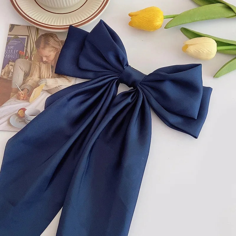 Elegant Satin Large Bow Hair Clip