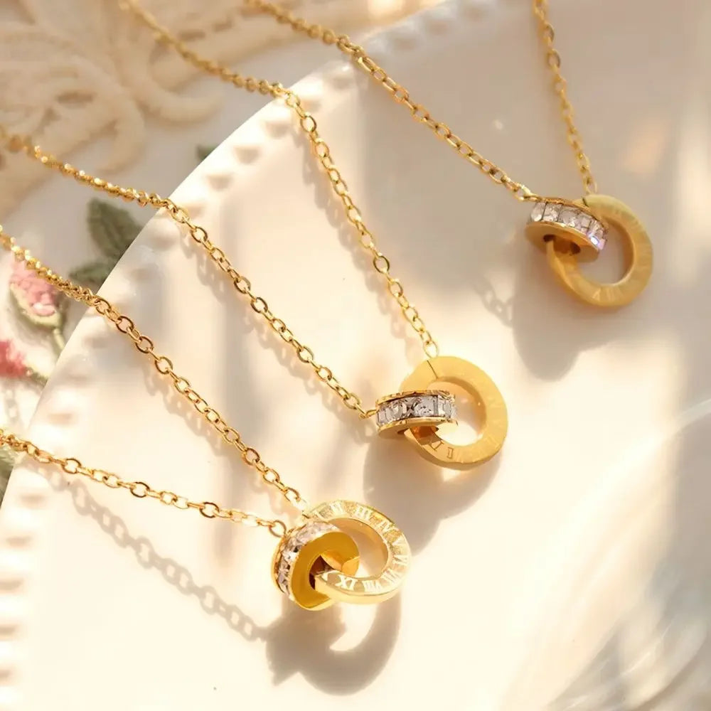 Elysian Harmony Double Circle Pendant Necklace