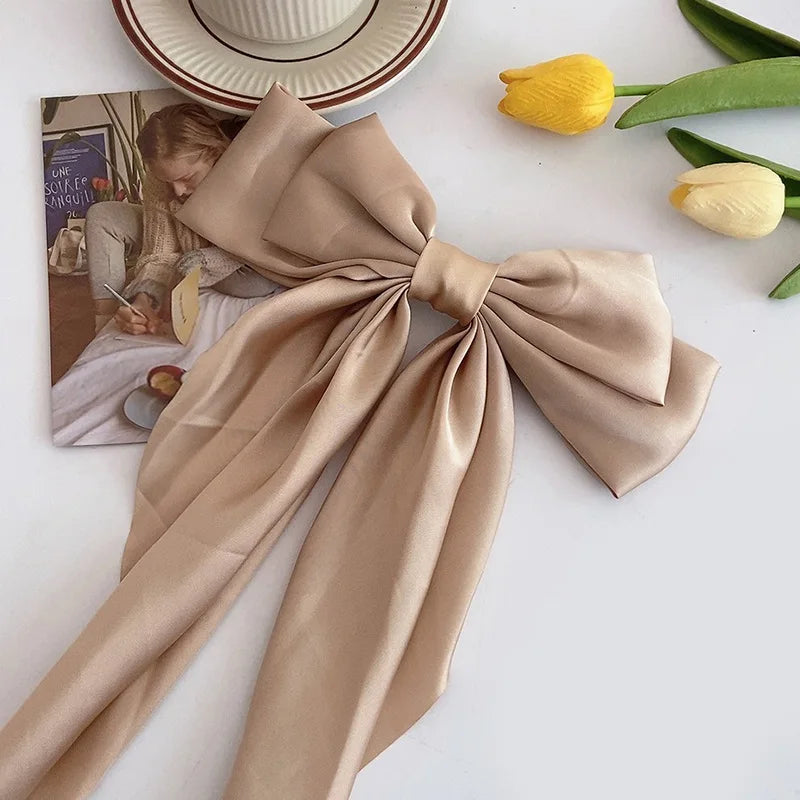 Elegant Satin Large Bow Hair Clip