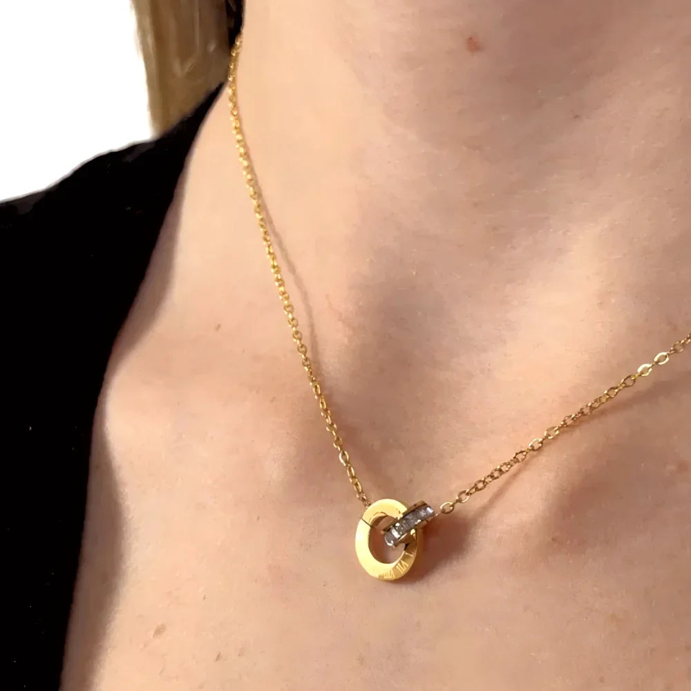 Elysian Harmony Double Circle Pendant Necklace