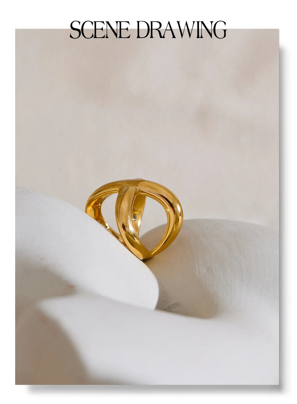 Geometric X-Shape Stainless Steel Statement Ring