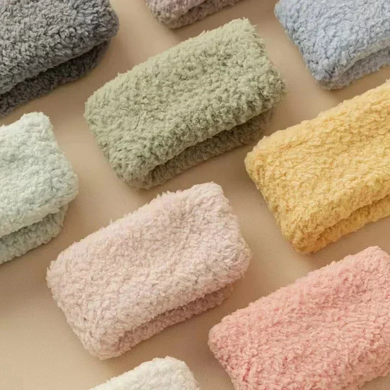 Coral Plush Mid-Tube Slipper Socks for Women