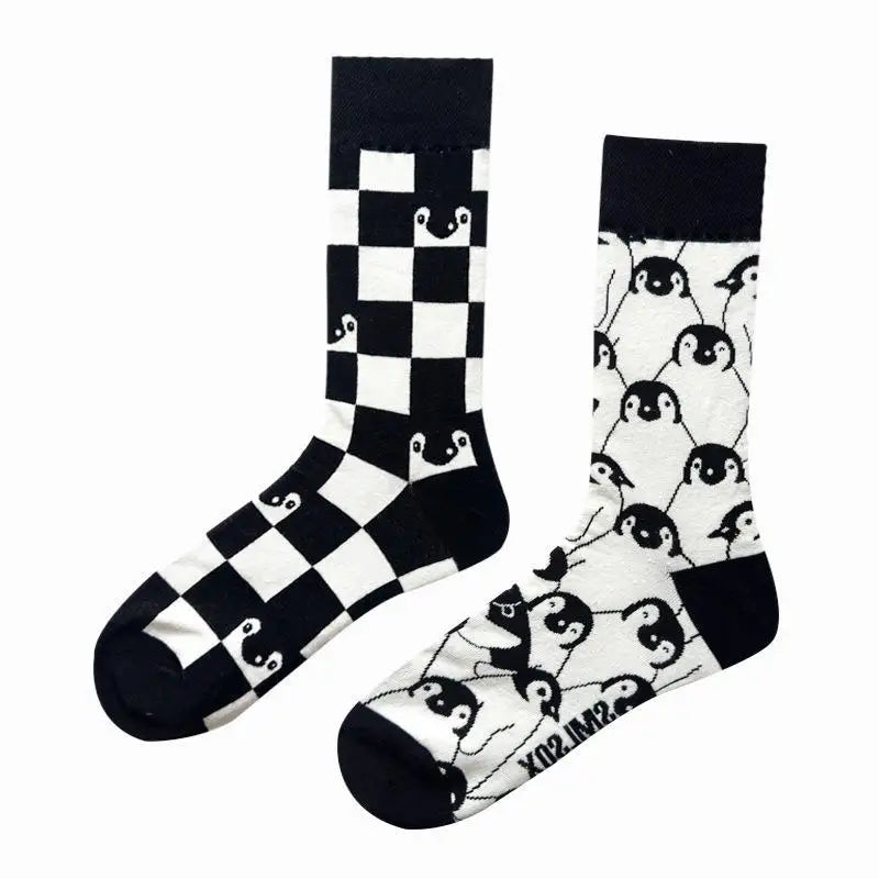 New Fashion Socks AB Asymmetric Mandarin Duck Socks for Men and Women Medium High Tube Cotton Socks