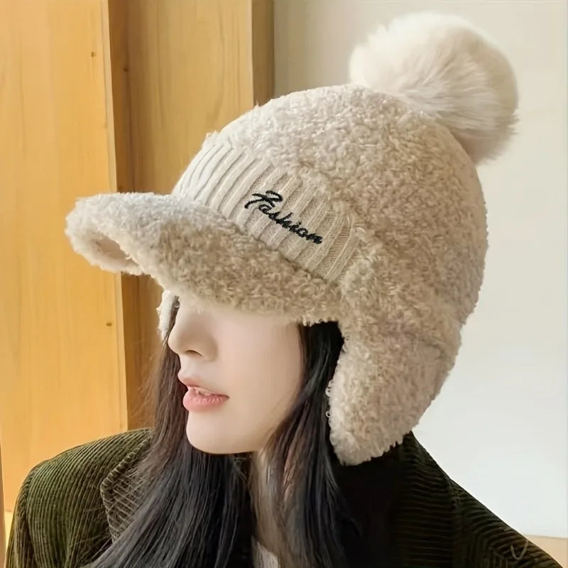 Stylish Windproof Winter Fur Hat with Ear Flaps