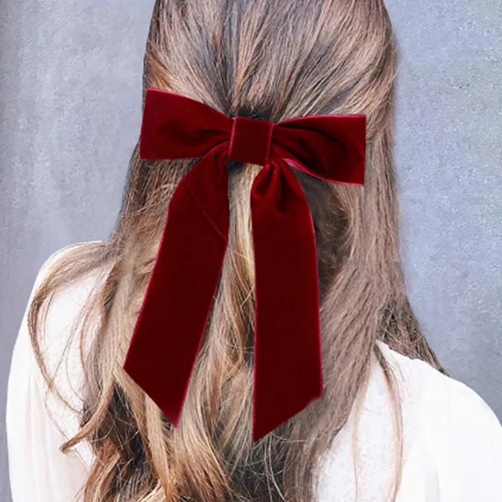 Elegant Velvet Ribbon Bow Hair Clip
