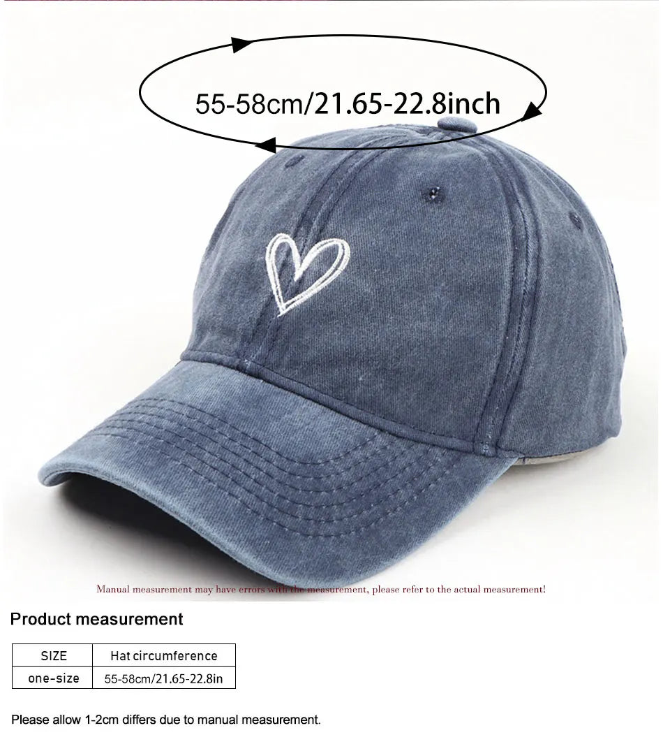 Adjustable Retro Washed Distressed Love Embroidered Basketball Cap