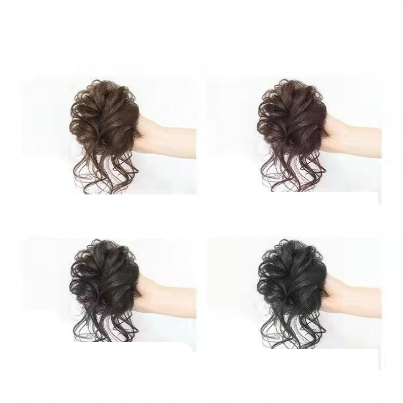 Wavy Messy Updo Scrunchy Effortless Synthetic Hair Bun Accessory