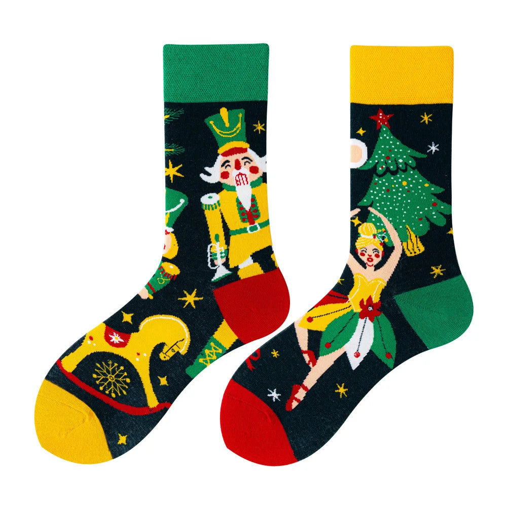 New Fashion Socks AB Asymmetric Mandarin Duck Socks for Men and Women Medium High Tube Cotton Socks