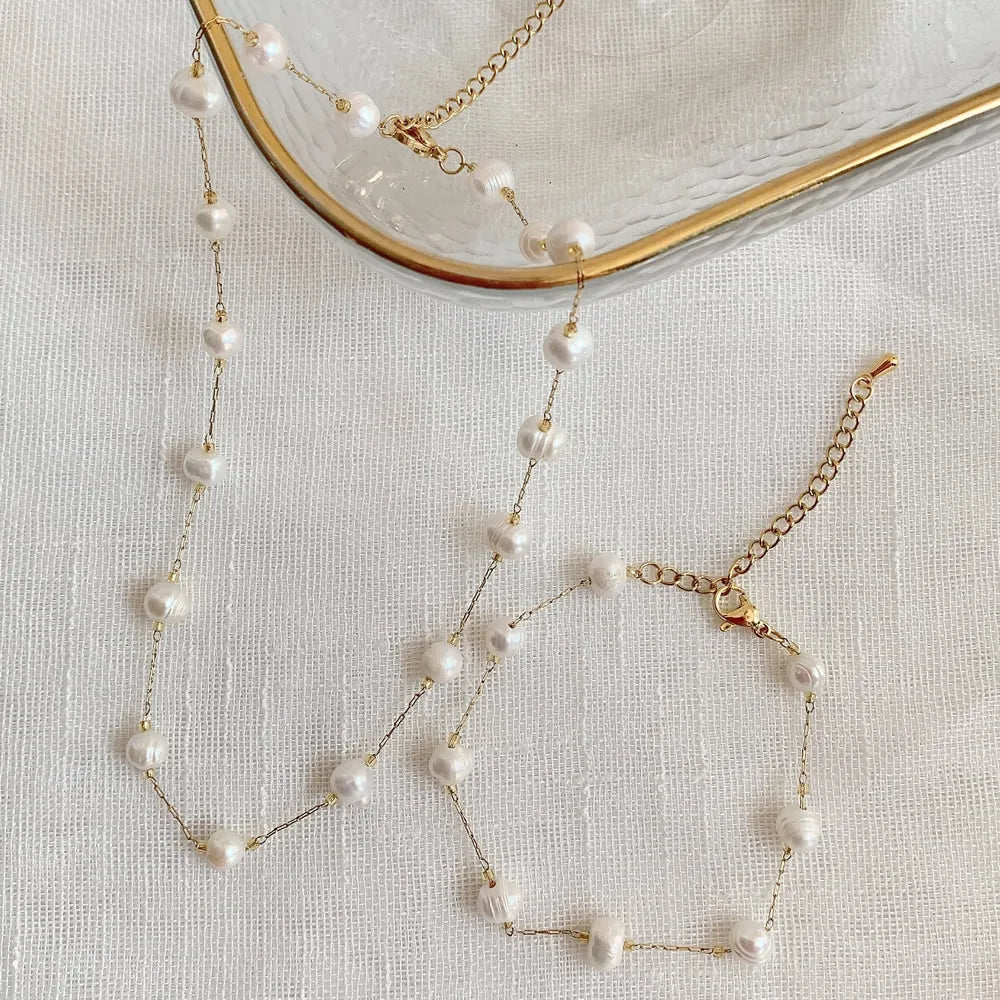 Timeless Freshwater Pearl Choker Necklace On Gold Vermeil Chain