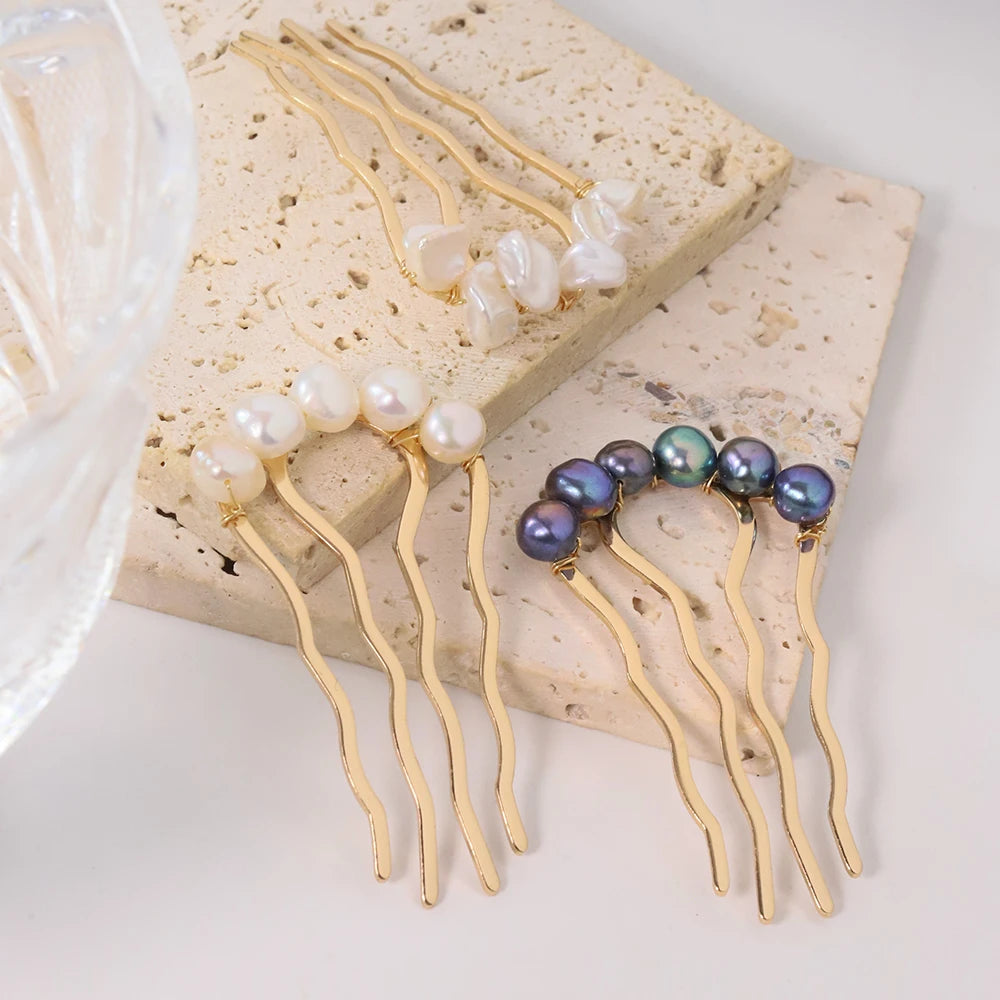 Elegant Flamenco Comb with Freshwater Pearls Hair Clip
