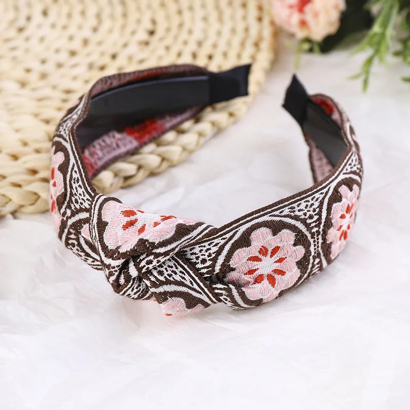 Bohemian Floral/ Leafy Embroidered Hairbands – Retro Headband for Women and Girls