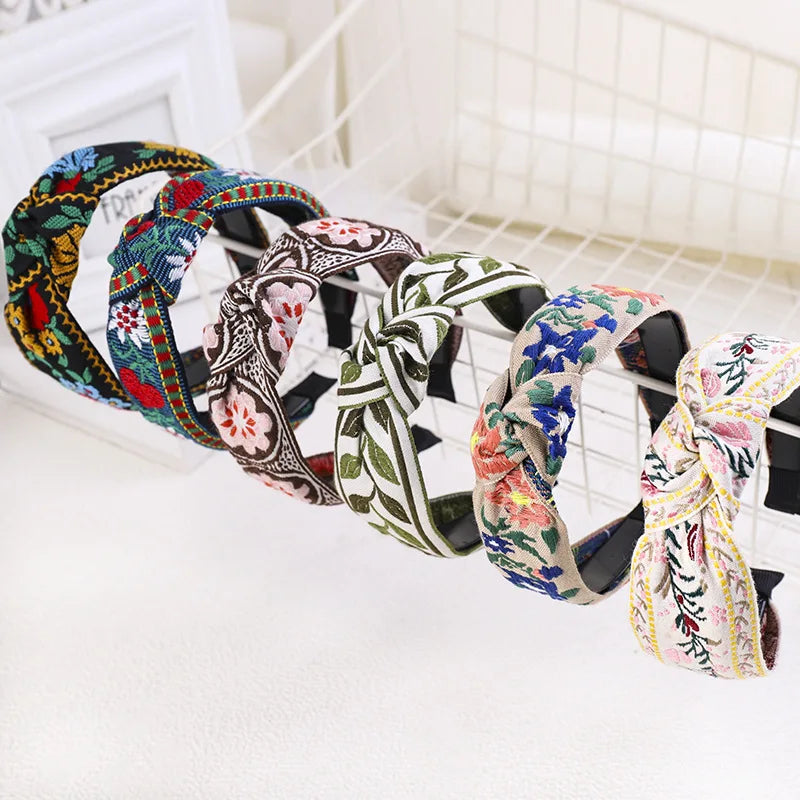 Bohemian Floral/ Leafy Embroidered Hairbands – Retro Headband for Women and Girls