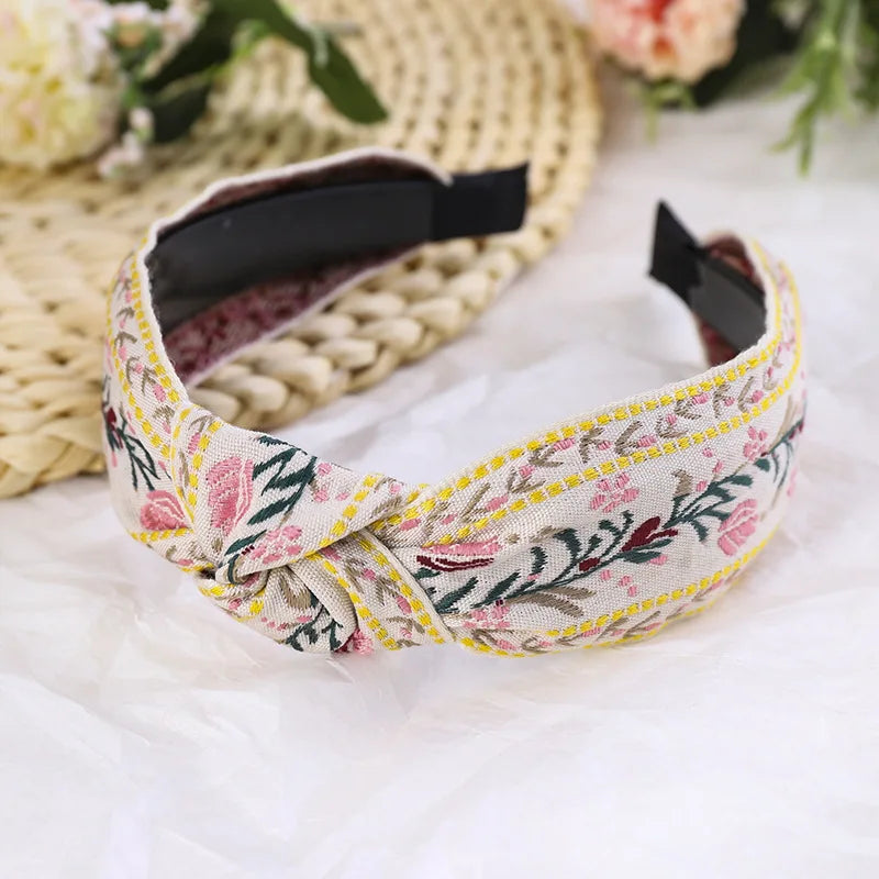Bohemian Floral/ Leafy Embroidered Hairbands – Retro Headband for Women and Girls