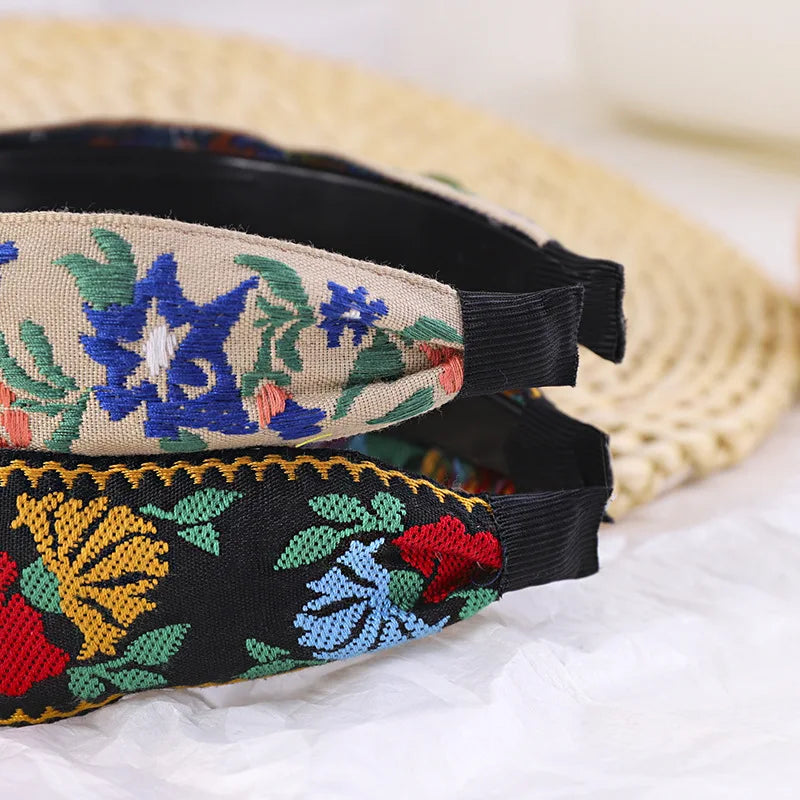 Bohemian Floral/ Leafy Embroidered Hairbands – Retro Headband for Women and Girls
