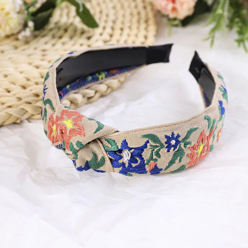 Bohemian Floral/ Leafy Embroidered Hairbands – Retro Headband for Women and Girls