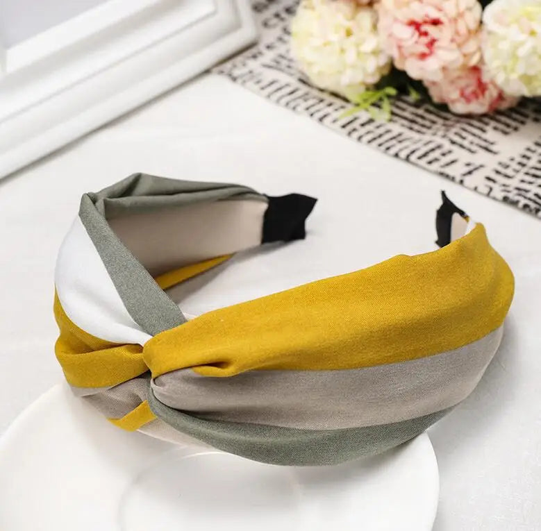 Classic Striped Cross Knot Turban Headband