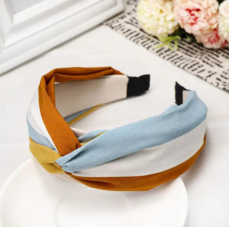Classic Striped Cross Knot Turban Headband