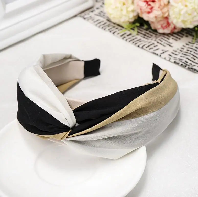 Classic Striped Cross Knot Turban Headband