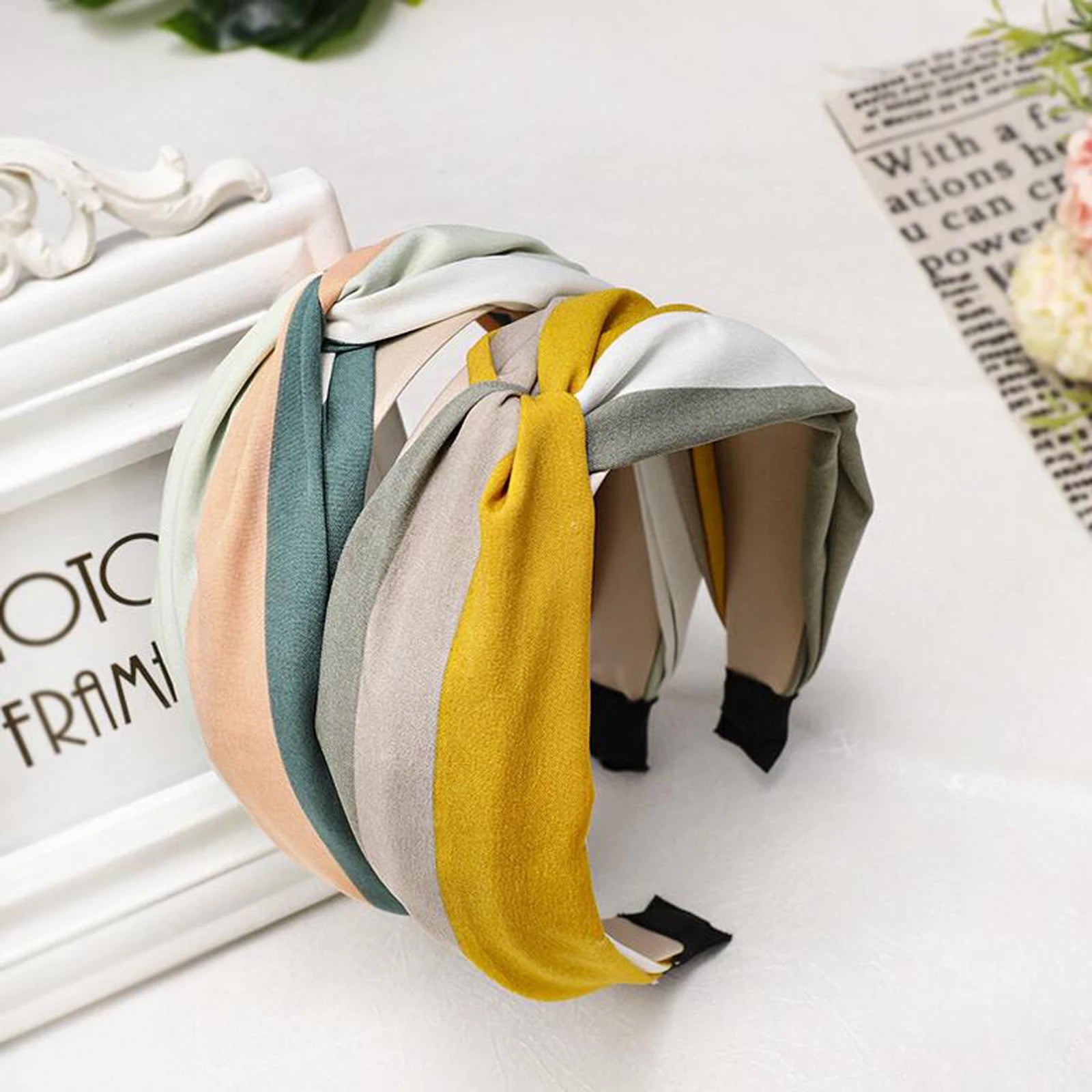 Classic Striped Cross Knot Turban Headband