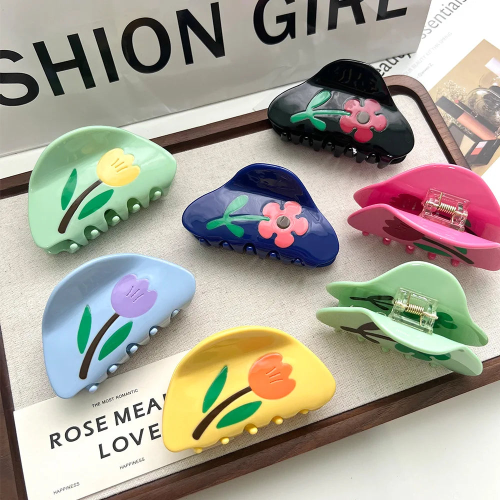 Summer Sweet Flower Acetate Crab Hair Clip