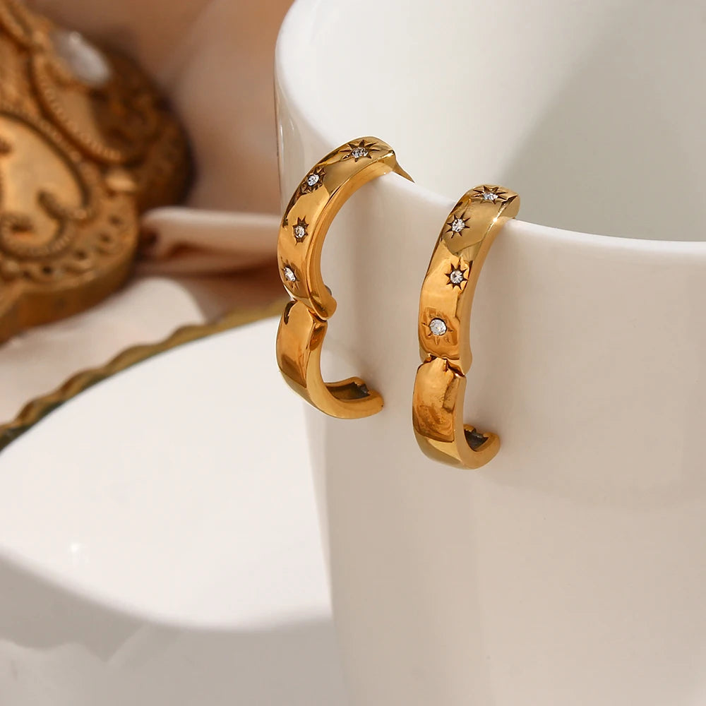 Chunky Crystal Huggie Hoop Earrings