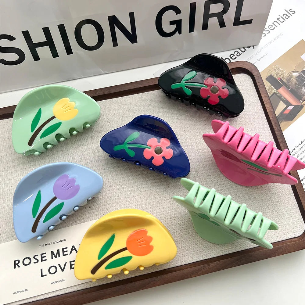 Summer Sweet Flower Acetate Crab Hair Clip