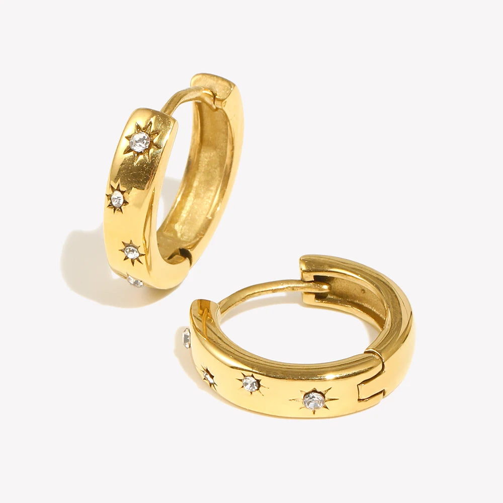 Chunky Crystal Huggie Hoop Earrings