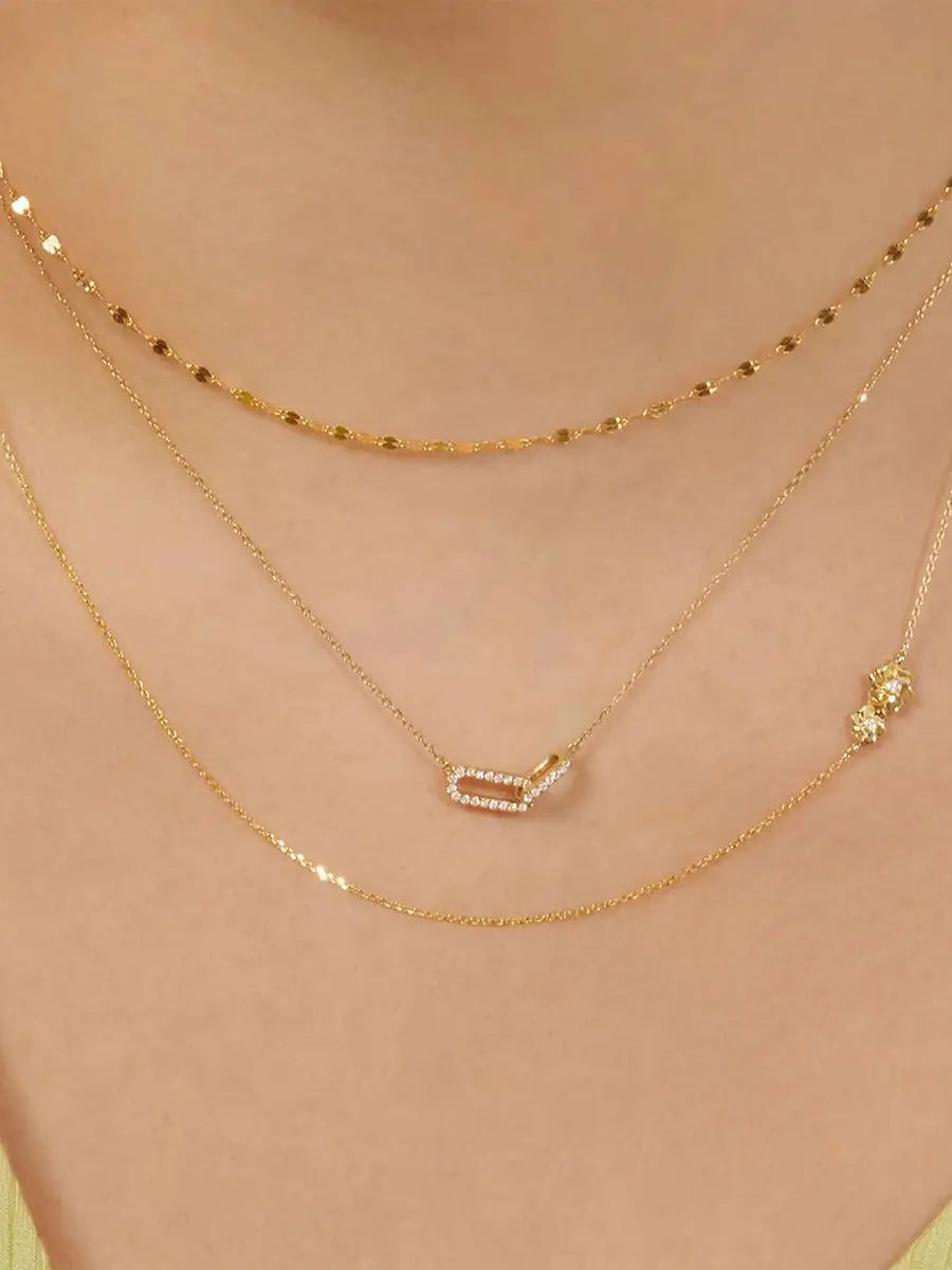 Sparkling Rhinestone Double Circle Pendant Necklace