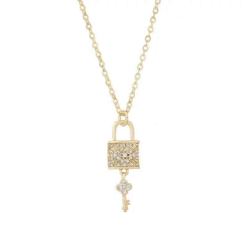 Elegant Crystal Lock and Key Pendant