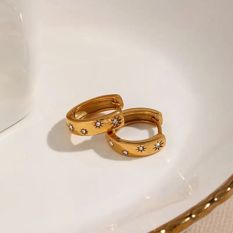 Chunky Crystal Huggie Hoop Earrings