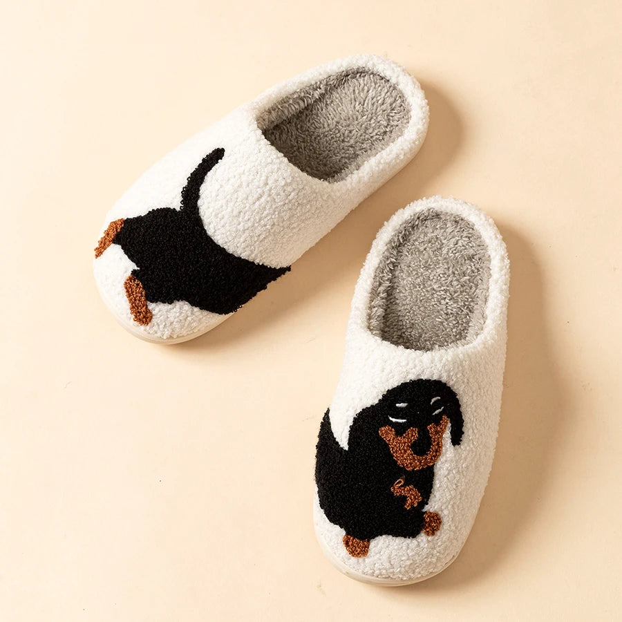 Cute Dachshund Dog Indoor Cozy Slippers
