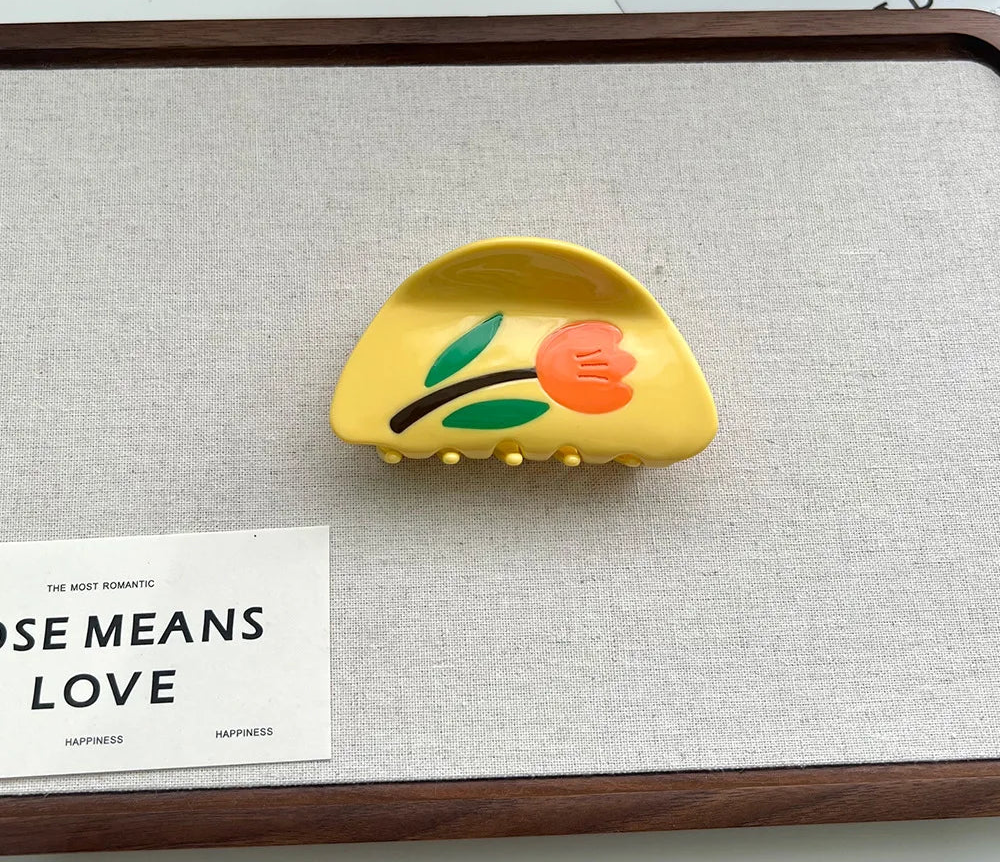 Summer Sweet Flower Acetate Crab Hair Clip