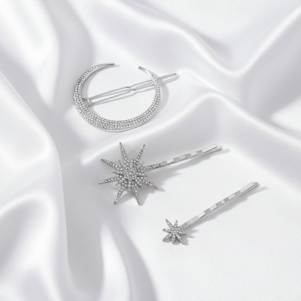 Celestia Star & Moon Crystal Hair Clips
