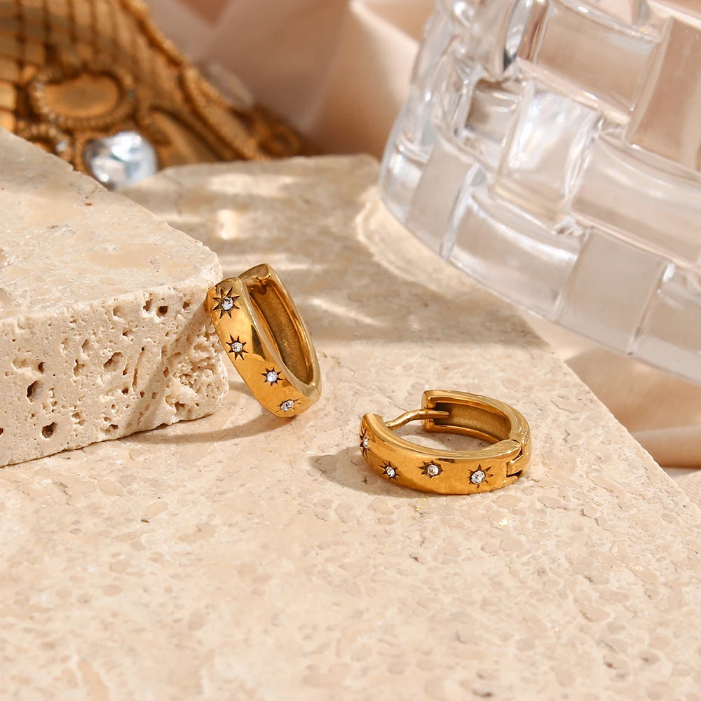 Chunky Crystal Huggie Hoop Earrings