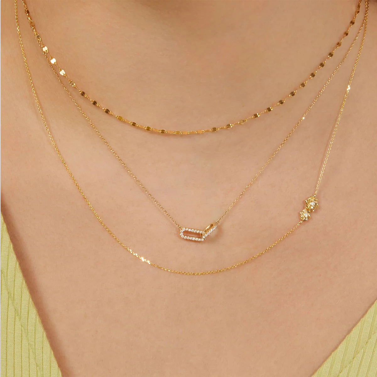 Sparkling Rhinestone Double Circle Pendant Necklace