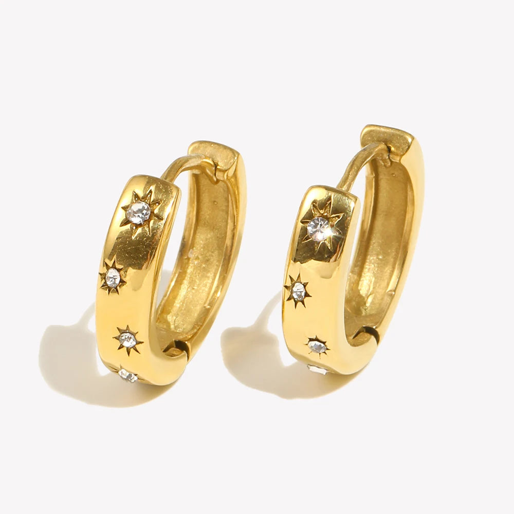 Chunky Crystal Huggie Hoop Earrings