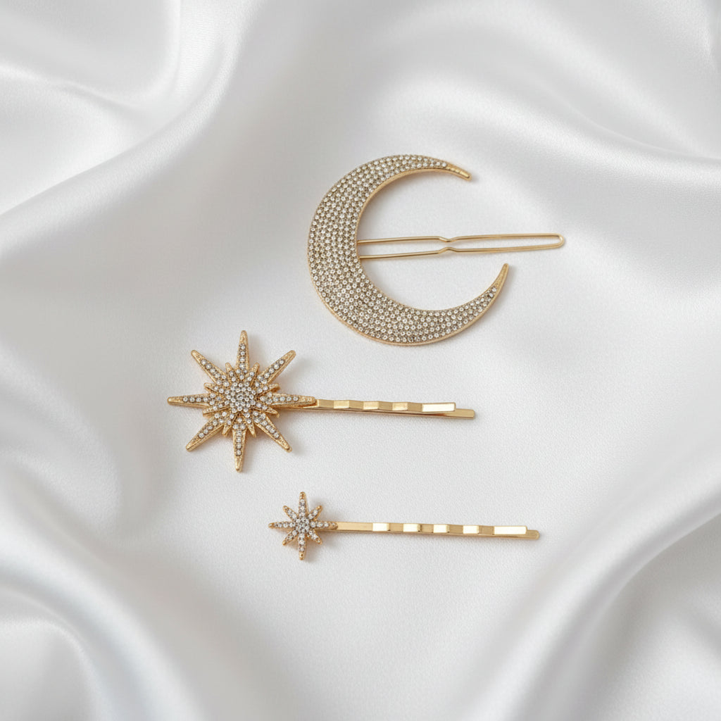 Celestia Star & Moon Crystal Hair Clips