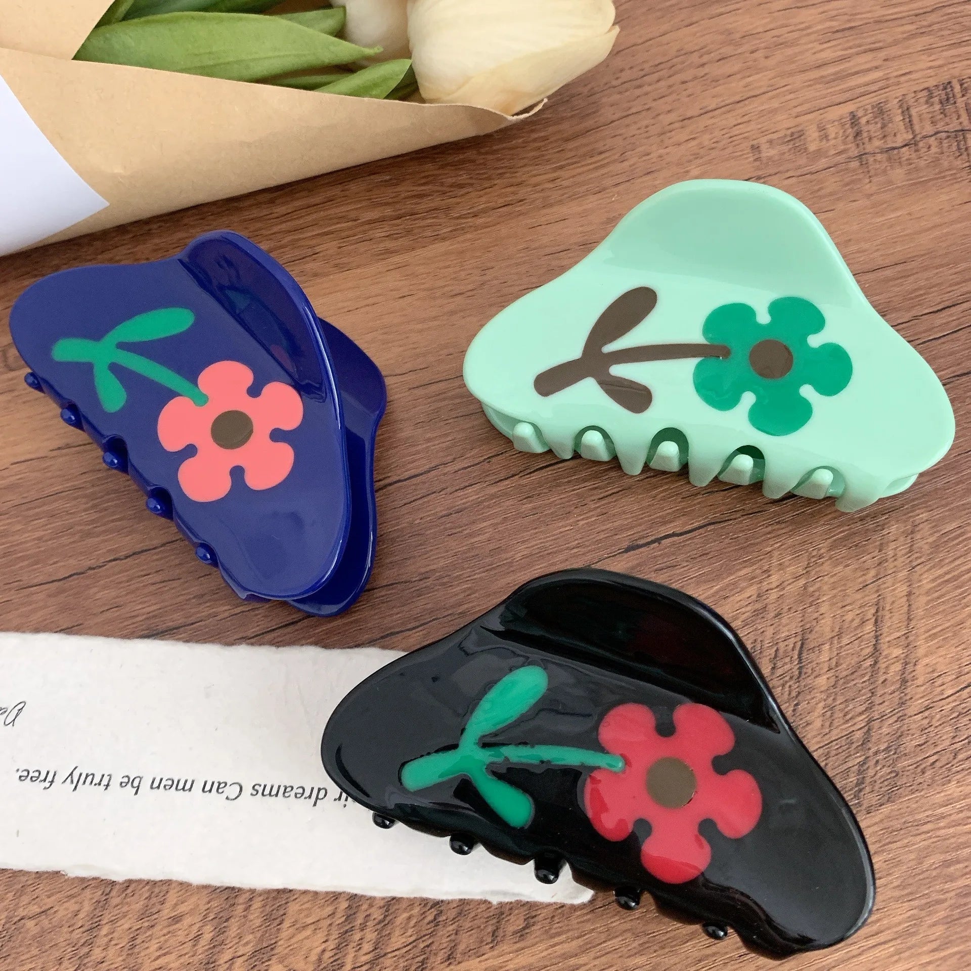 Summer Sweet Flower Acetate Crab Hair Clip