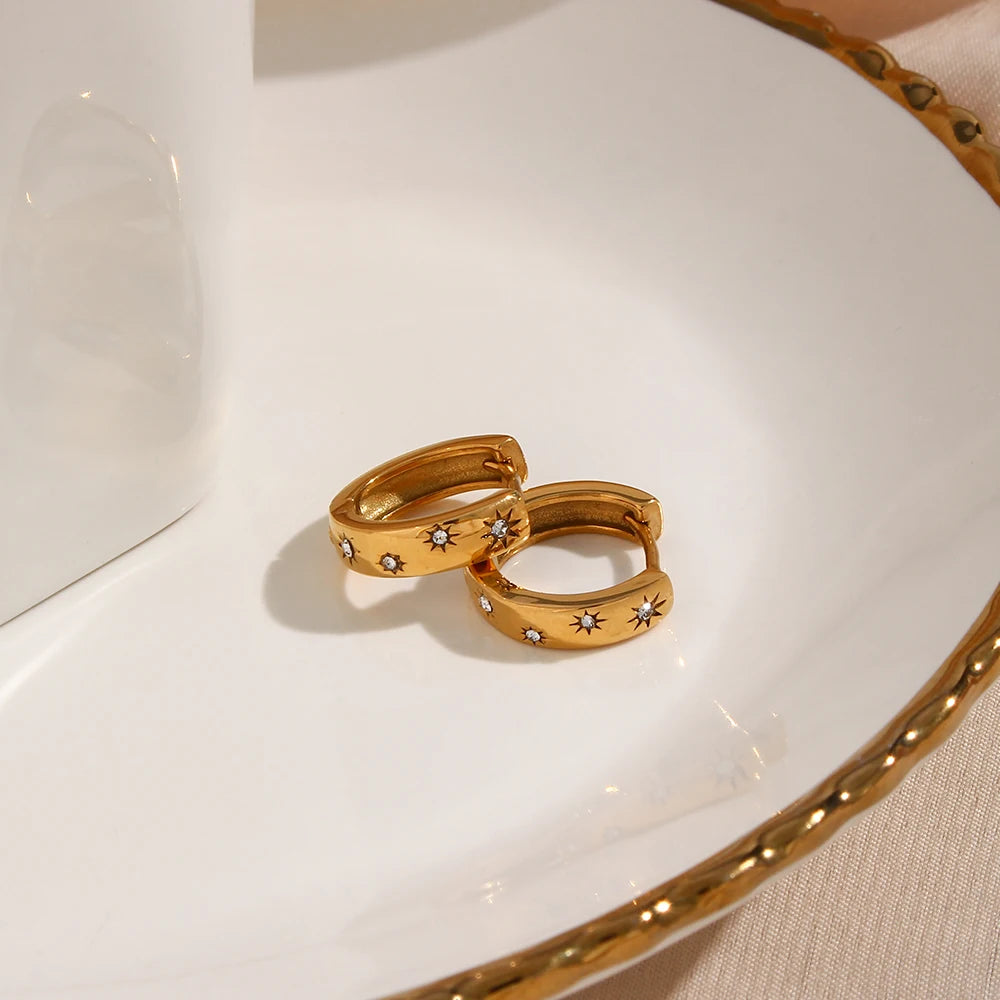 Chunky Crystal Huggie Hoop Earrings
