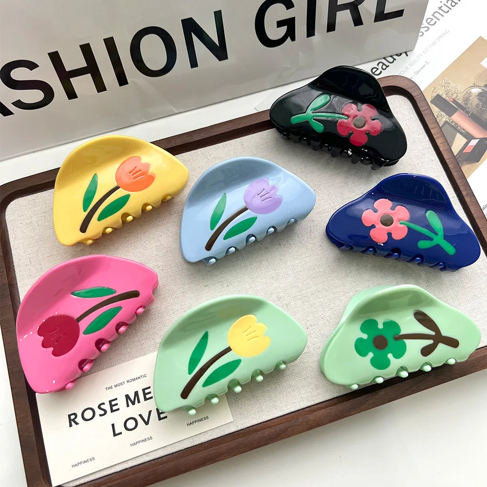 Summer Sweet Flower Acetate Crab Hair Clip